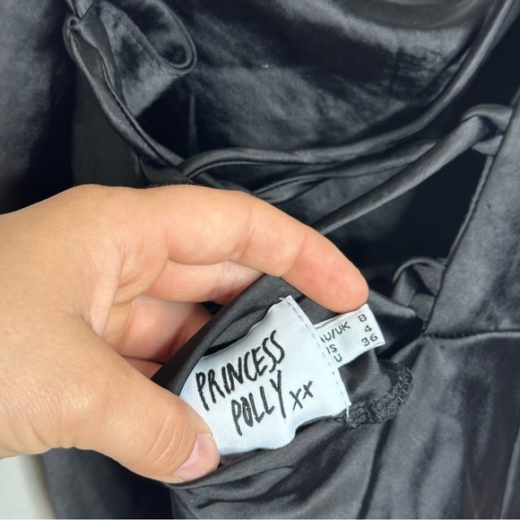 Princess Polly MARINA MINI DRESS BLACK Cocktail Strappy Open Back Dress - Picture 8 of 14